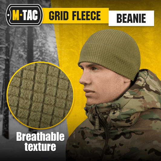 M-Tac Grid Fleece Beanie Breathable Hat Lightweight Scull Cap