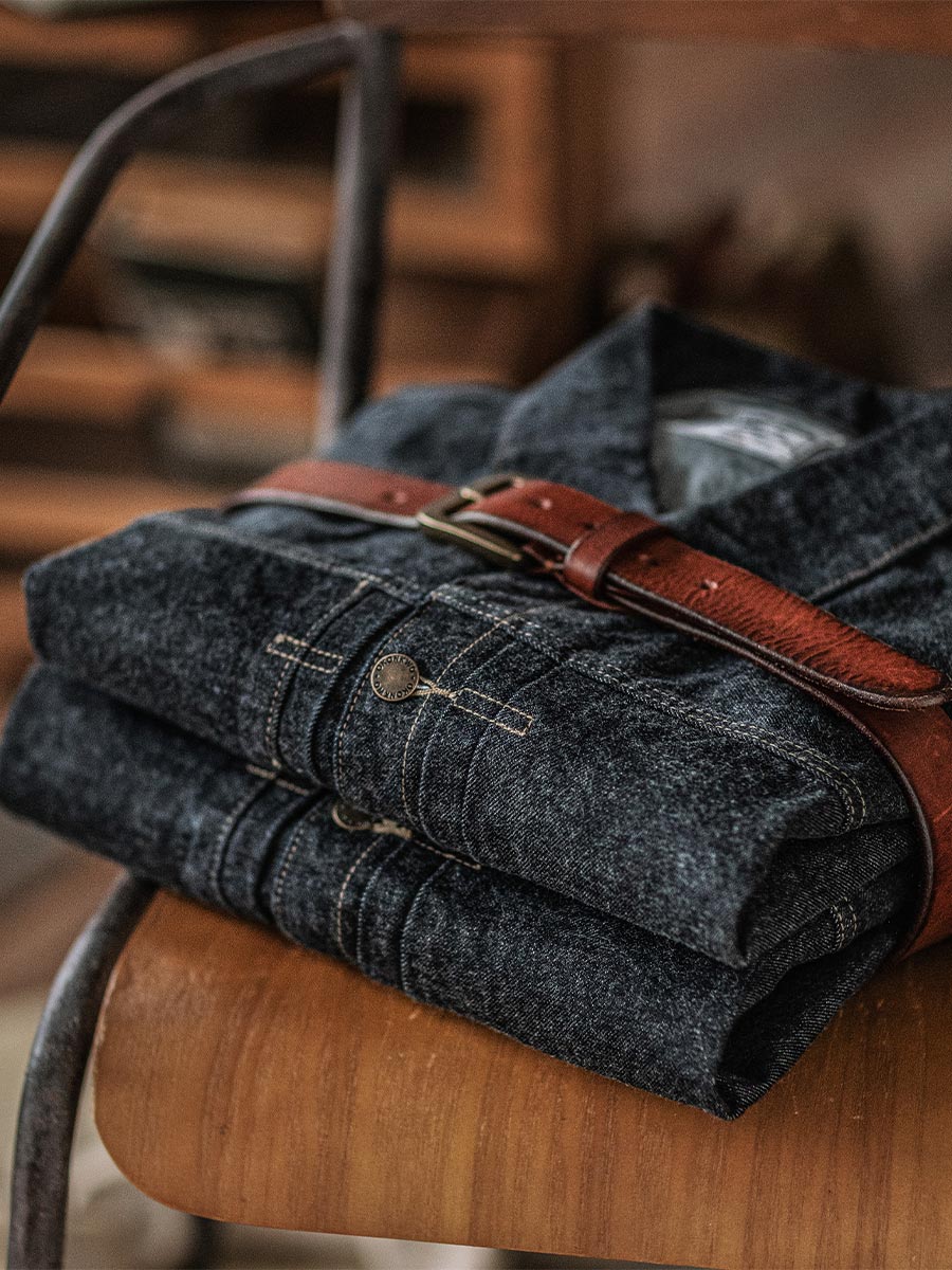 PLEATED FRONT DENIM BROUSE