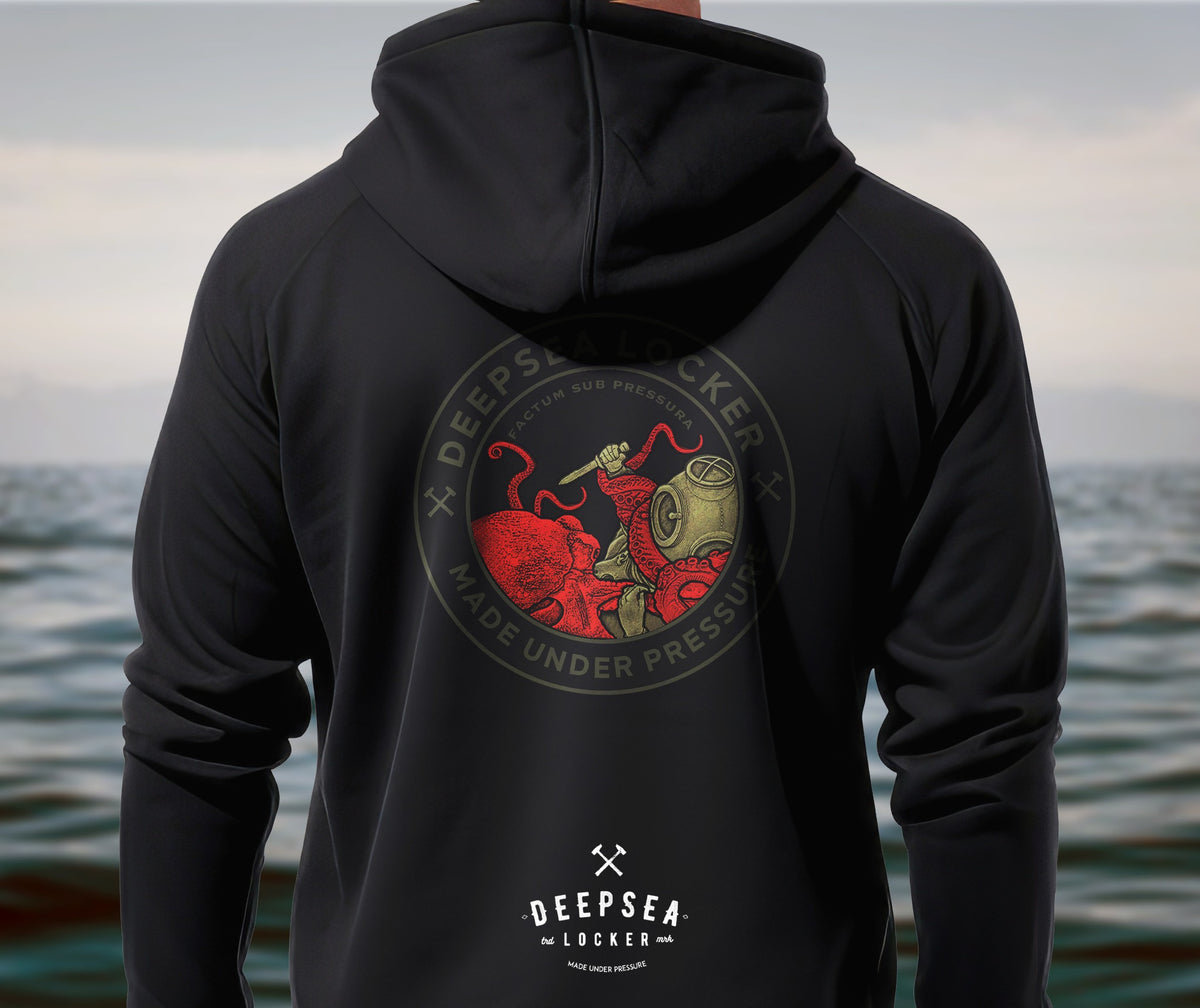 Sudadera unisex con capucha y cremallera de mezcla gruesa DEEPSEA Diver