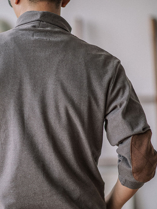 Classic Fit Suede-Patch Turtleneck