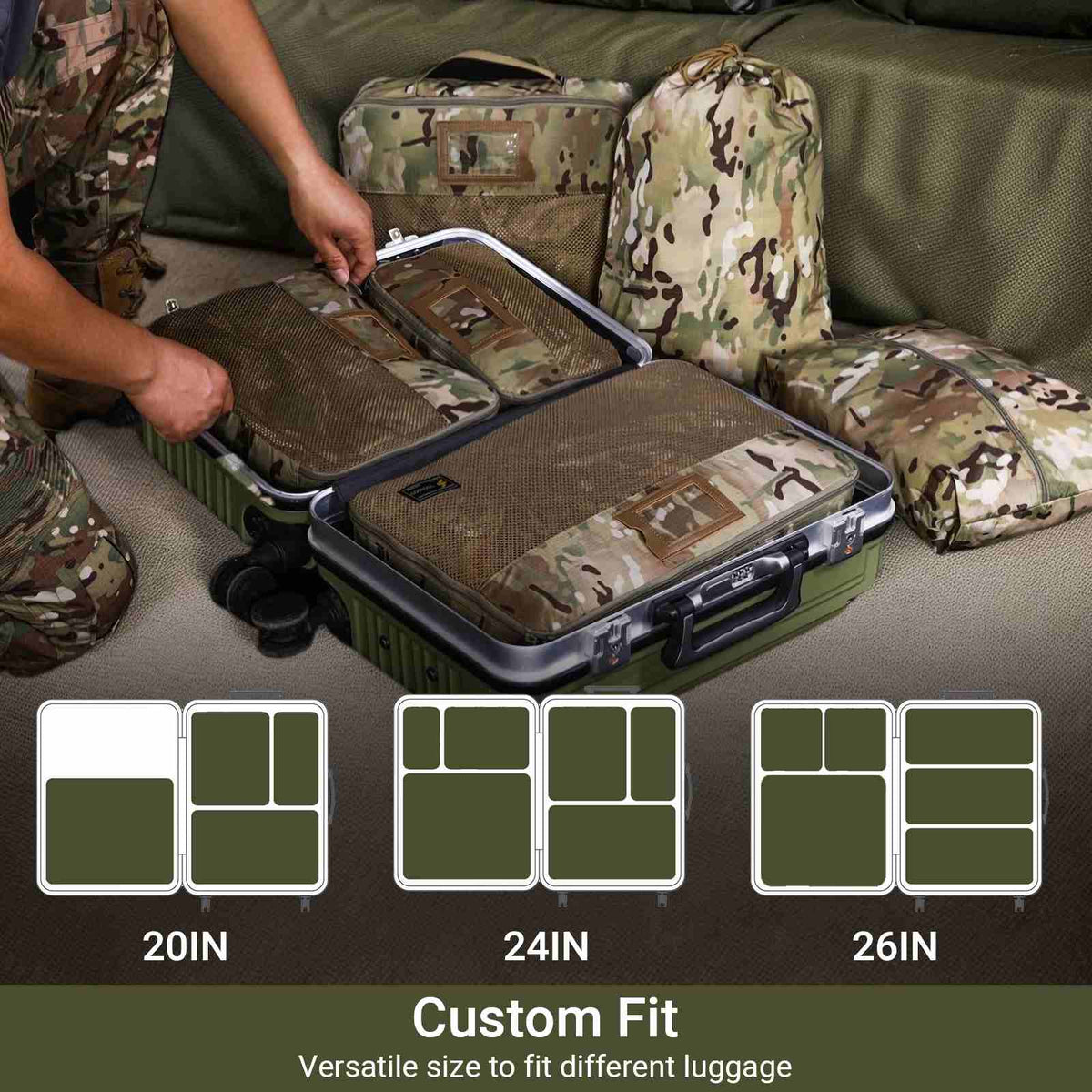 Votagoo Tactical Packing Cubes 6 Packs Lightweight Luggage Set Packing
