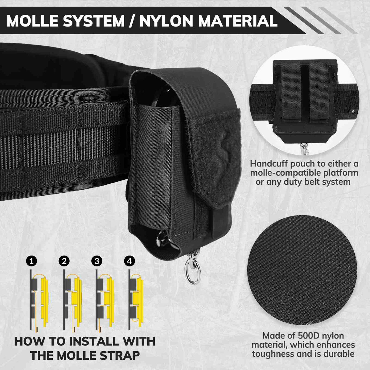 Votagoo Duty Handcuff Pouch – MOLLE Holster for Duty Belt
