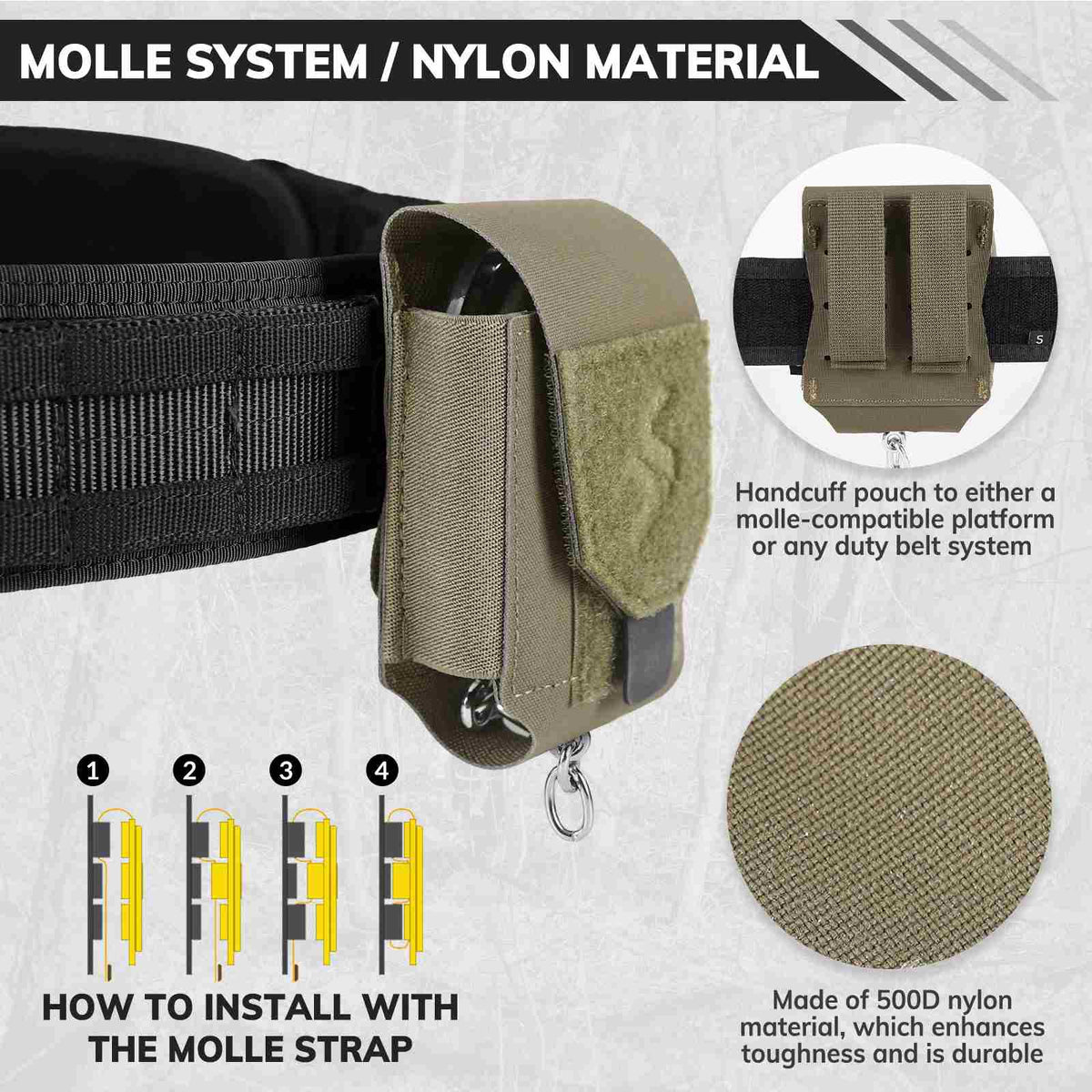 Votagoo Duty Handcuff Pouch – MOLLE Holster for Duty Belt