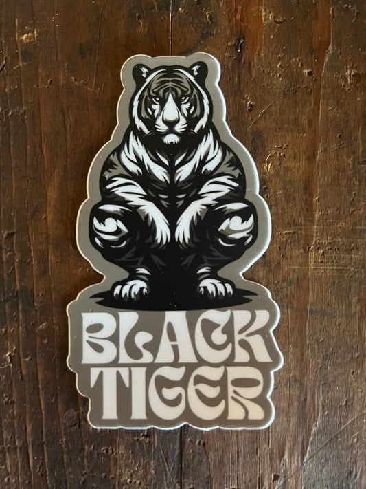 Black Tiger Outline White Sticker