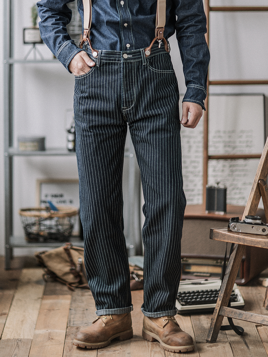 デリックマン NAVY PIN STRIPE × INDIGO DENIM 32 Pinstripe Selvedge Jeans – DeepSea Locker