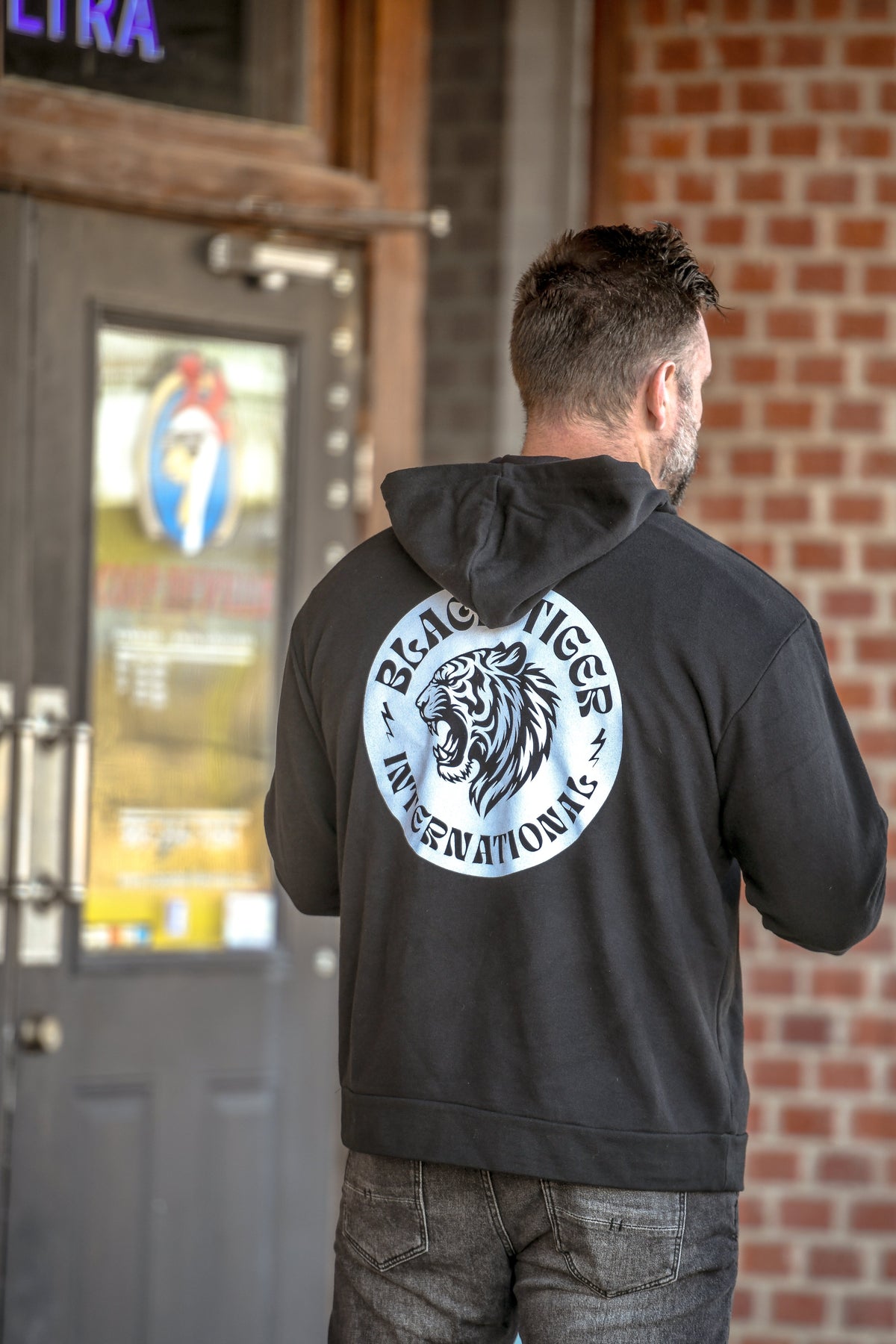 Attack Tiger Logo Hoodie Black