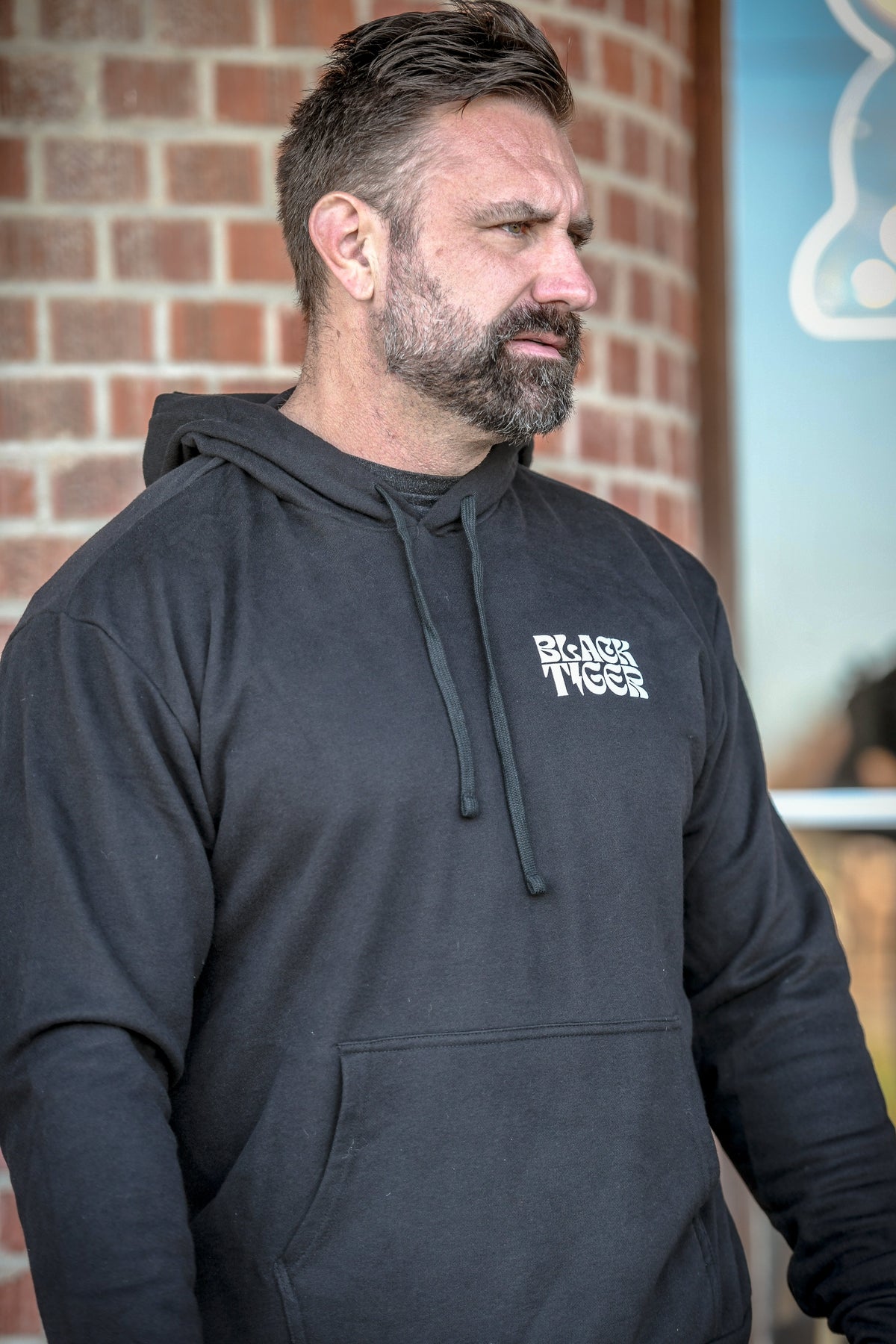Attack Tiger Logo Hoodie Black