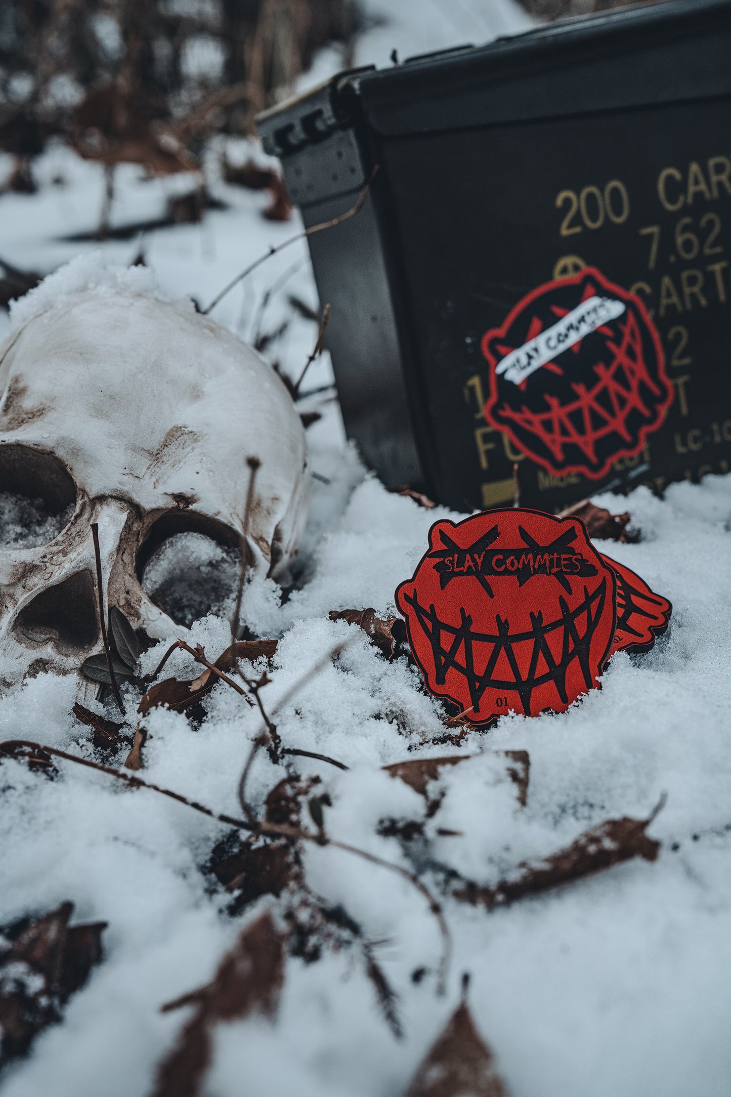 Slay Commies Censored No Sew Leather Patch