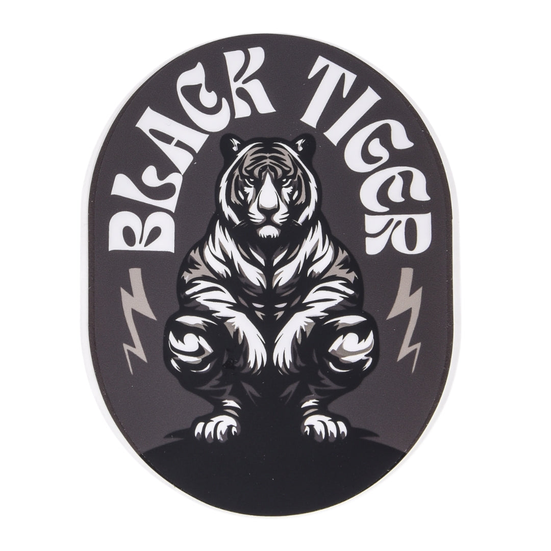 Black Tiger Oval Gray Sticker