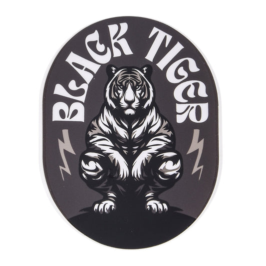 Black Tiger Oval Gray Sticker