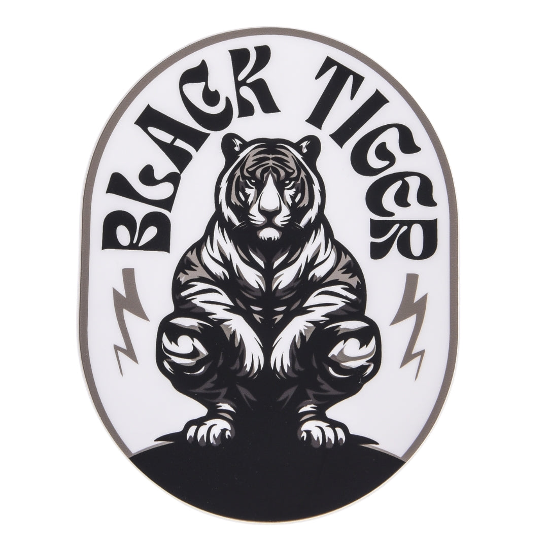 Black Tiger Oval White Sticker