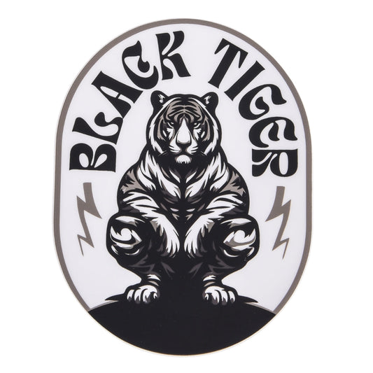 Black Tiger Oval White Sticker