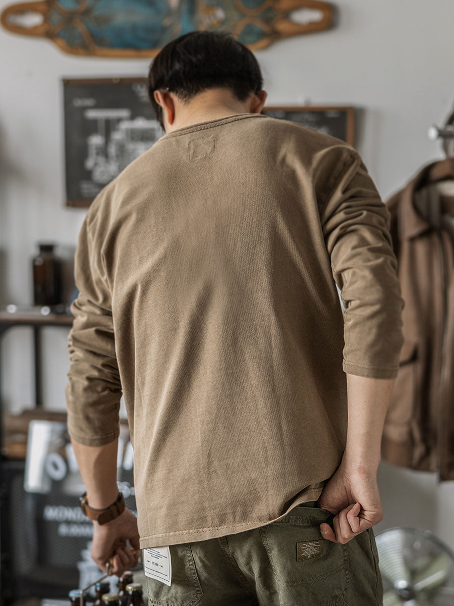 Vintage Long Sleeve Henley Shirt