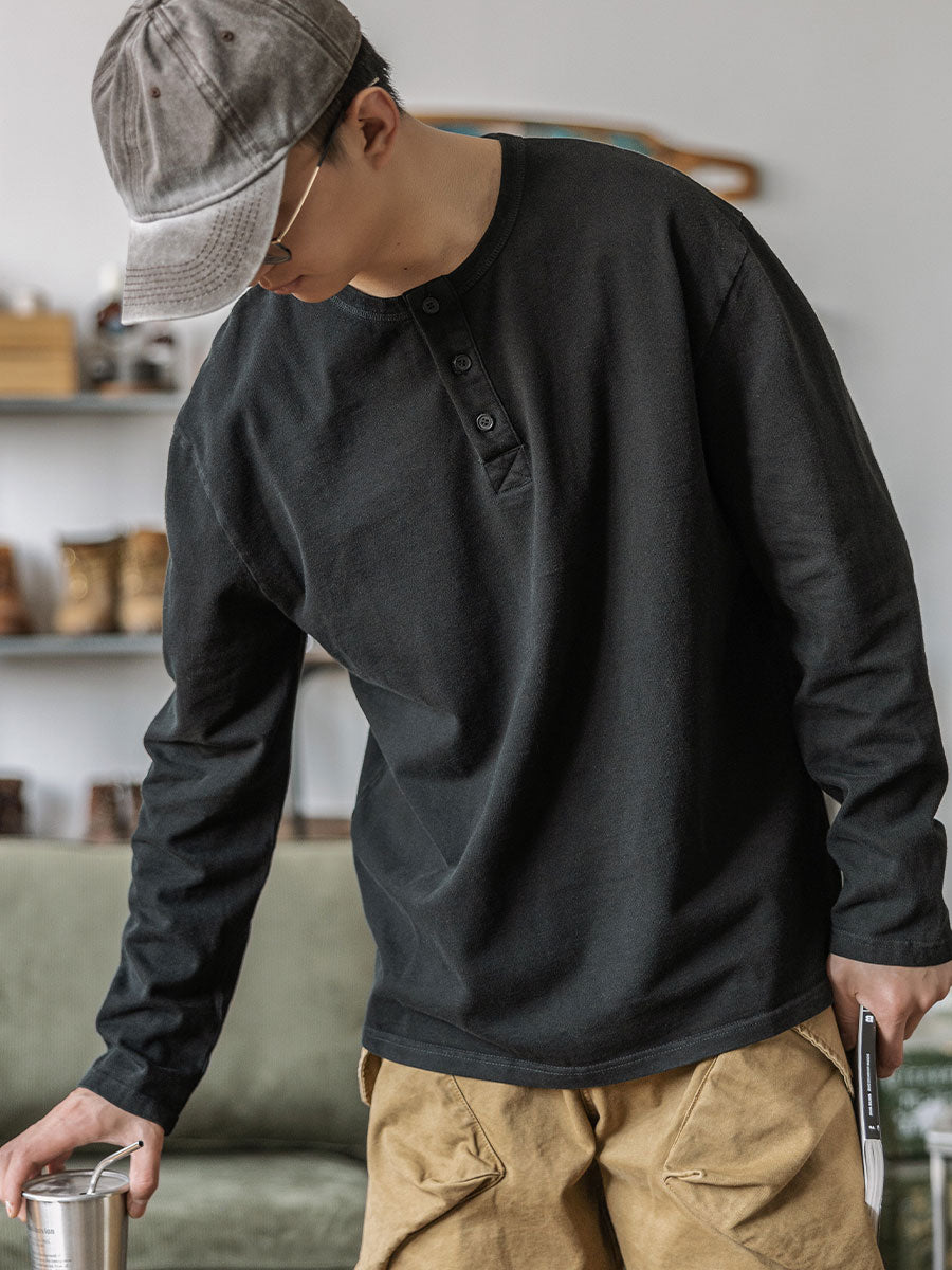 Vintage Long Sleeve Henley Shirt