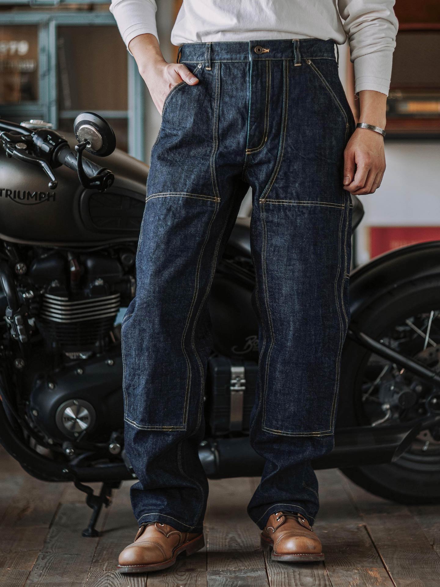 Raw Denim Vintage Double-Front Selvedge Jeans