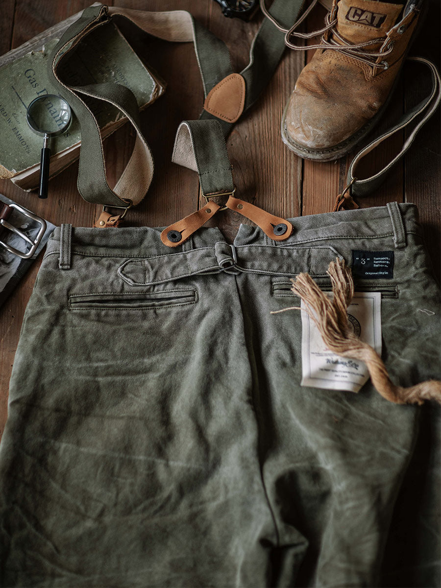 Vintage Canvas Pants with Suspenders