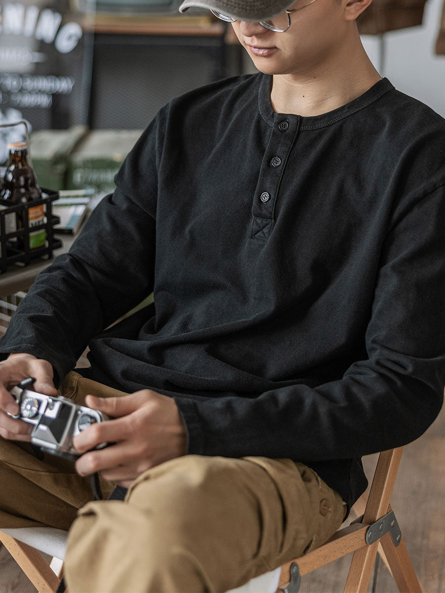 Vintage Long Sleeve Henley Shirt