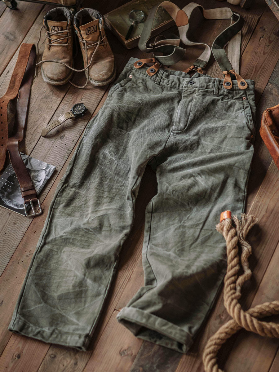 Vintage Canvas Pants with Suspenders