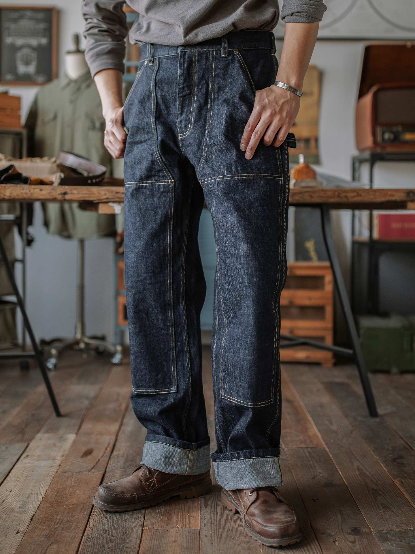 Raw Denim Vintage Double-Front Selvedge Jeans
