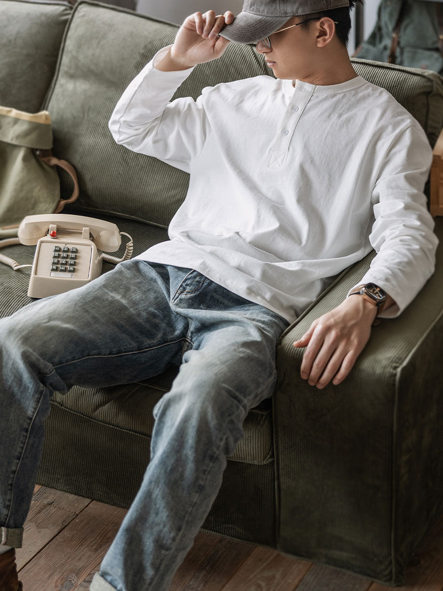 Vintage Long Sleeve Henley Shirt