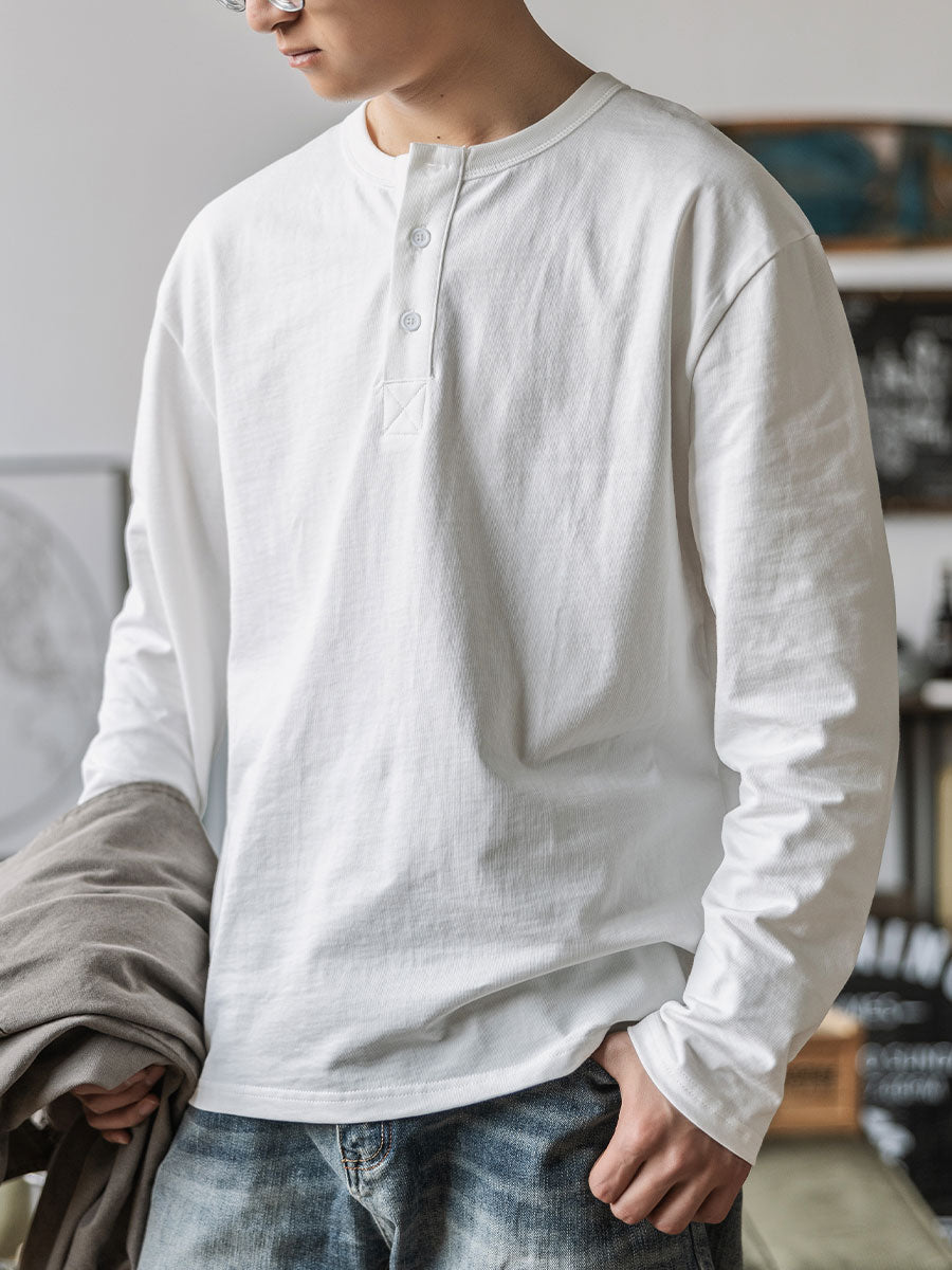 Vintage Long Sleeve Henley Shirt