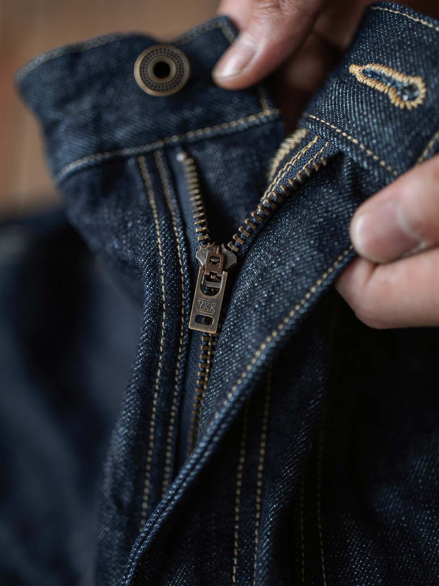 Raw Denim Vintage Double-Front Selvedge Jeans