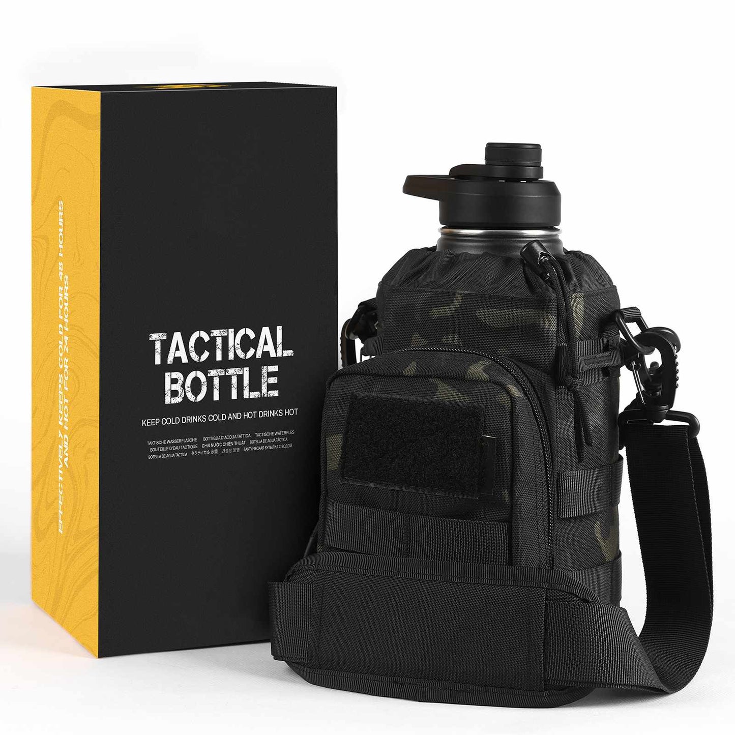 Votagoo 64Oz Half Gallon Stainless Steel Insulated Tactical Water Bottle with Metal Military Water Bottle Tactical Carrier Bag