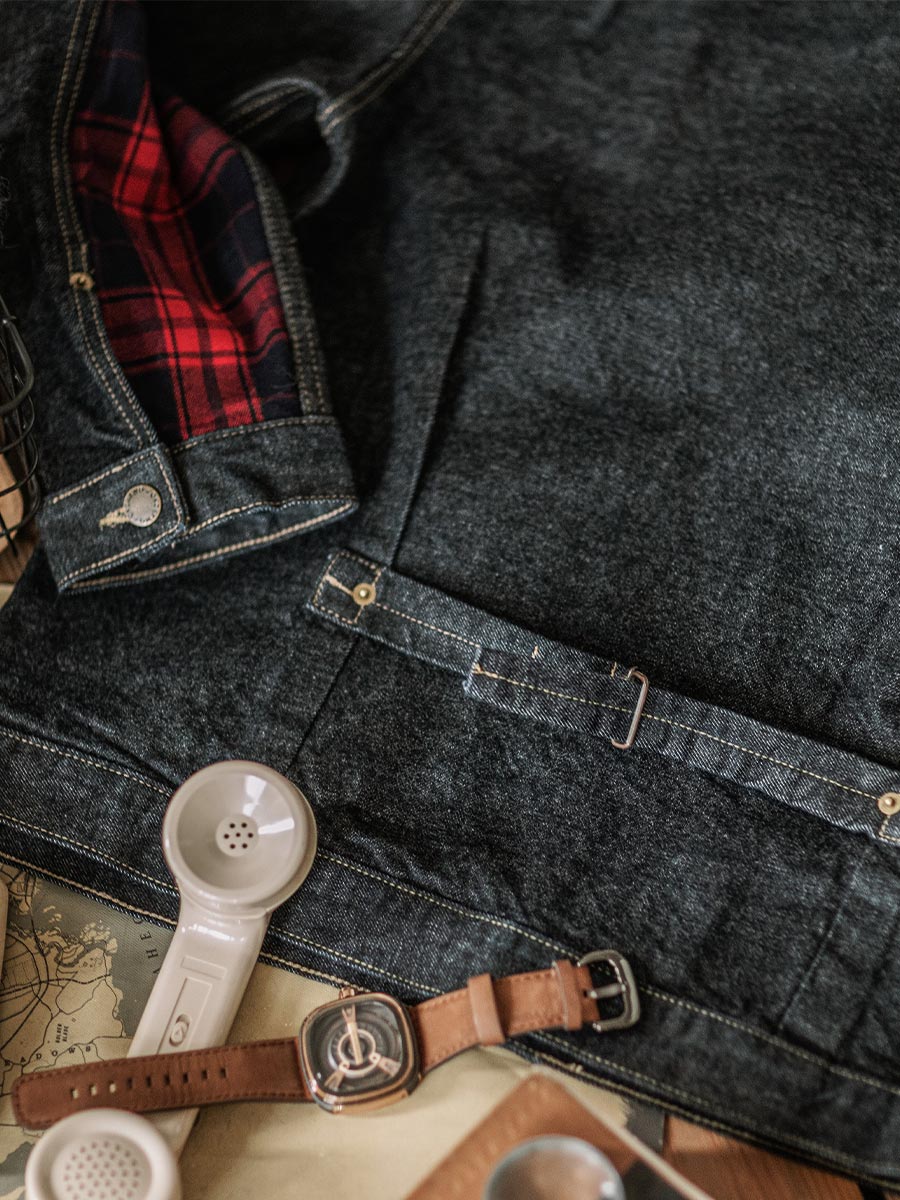 PLEATED FRONT DENIM BROUSE