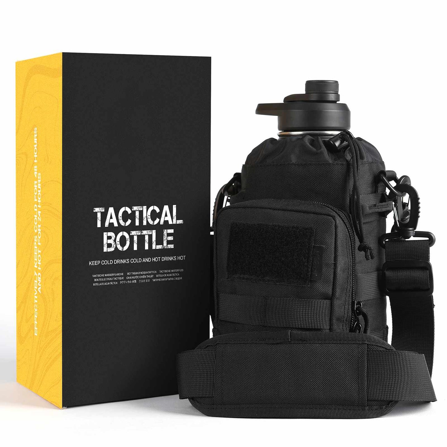 Votagoo 64Oz Half Gallon Stainless Steel Insulated Tactical Water Bottle with Metal Military Water Bottle Tactical Carrier Bag