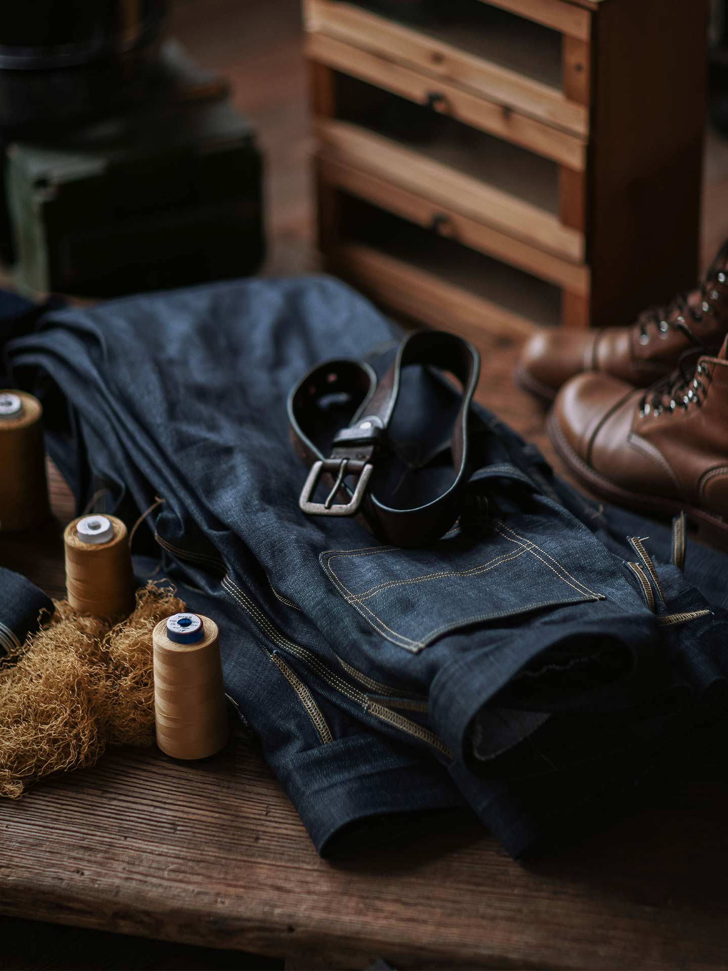 Raw Denim Vintage Double-Front Selvedge Jeans