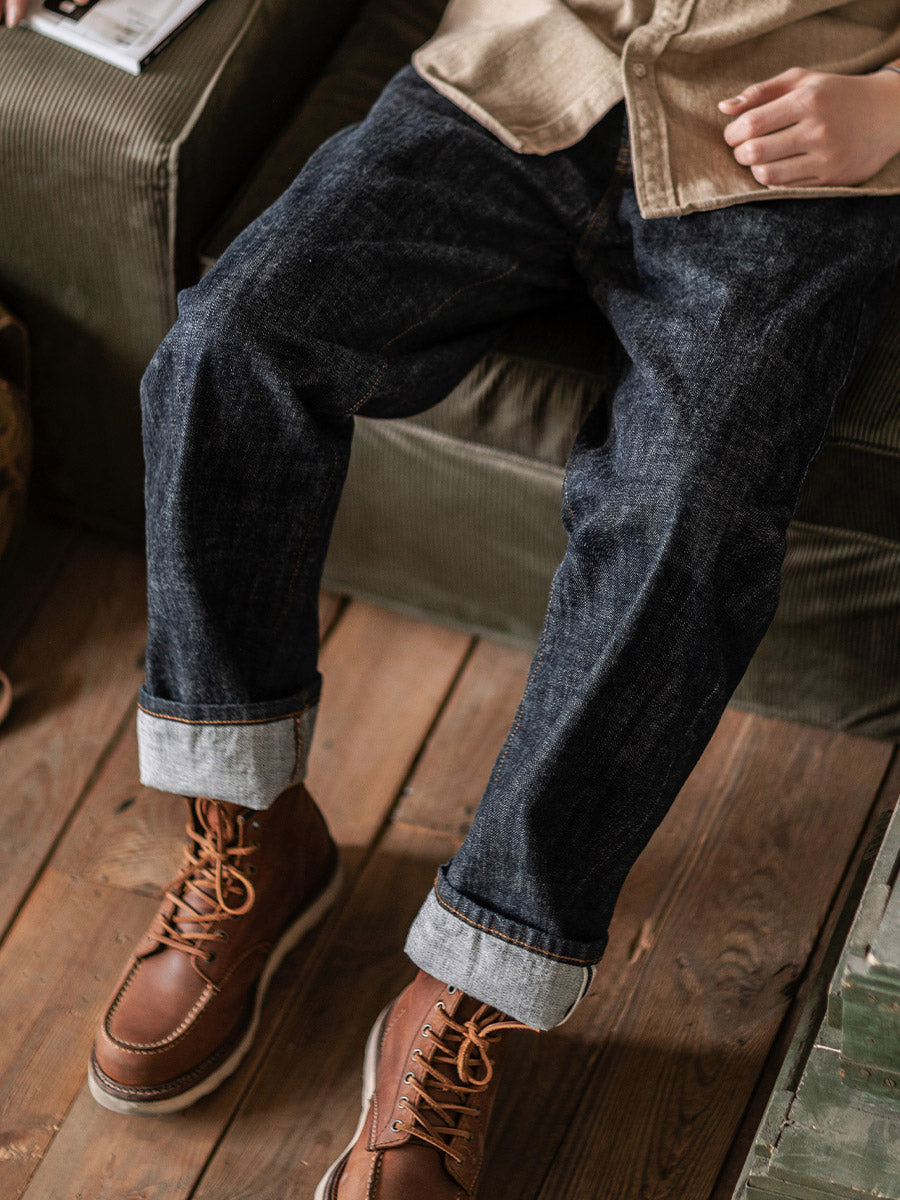 Selvedge Raw Denim Straight Jeans