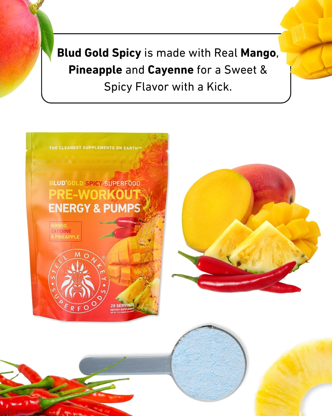 Blud® Gold Spicy Mango Cayenne Superfood Pre-Workout