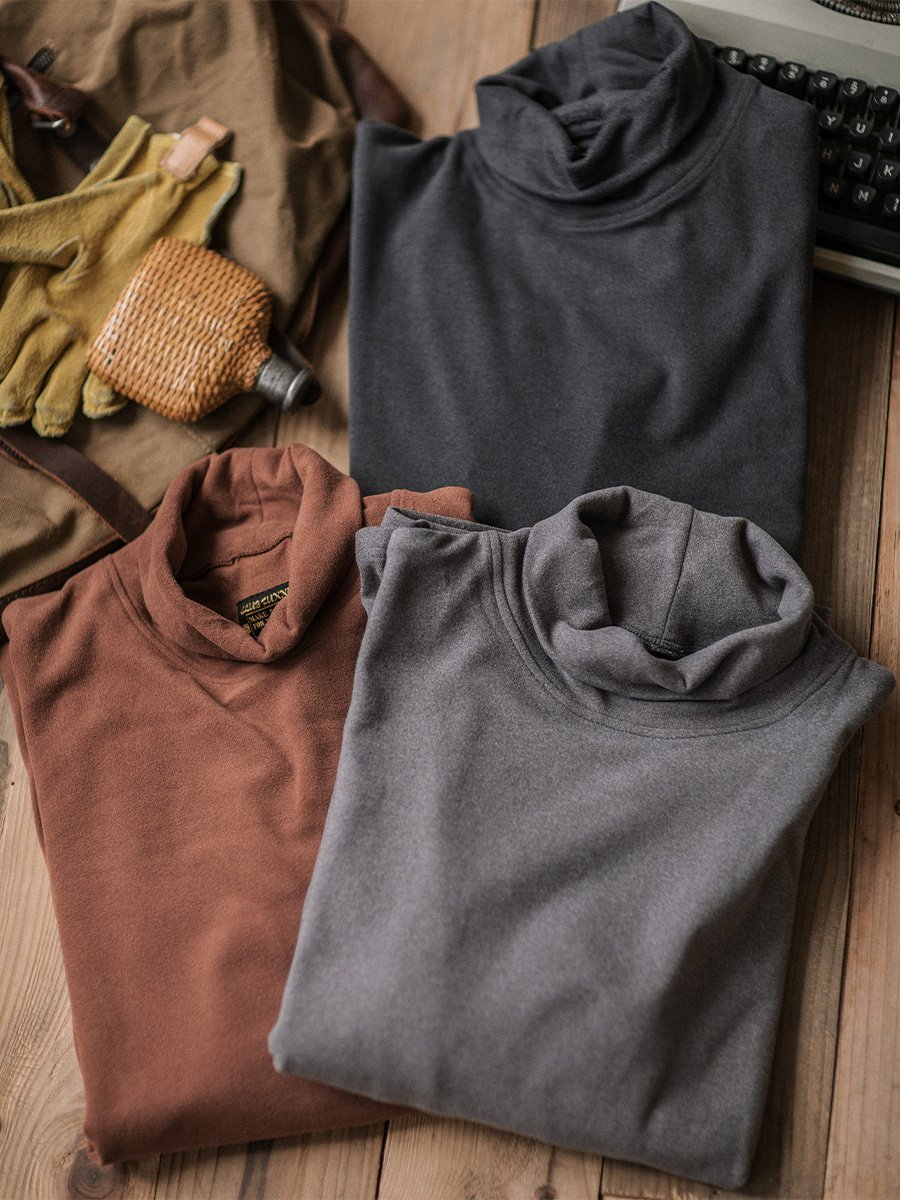 Classic Fit Suede-Patch Turtleneck