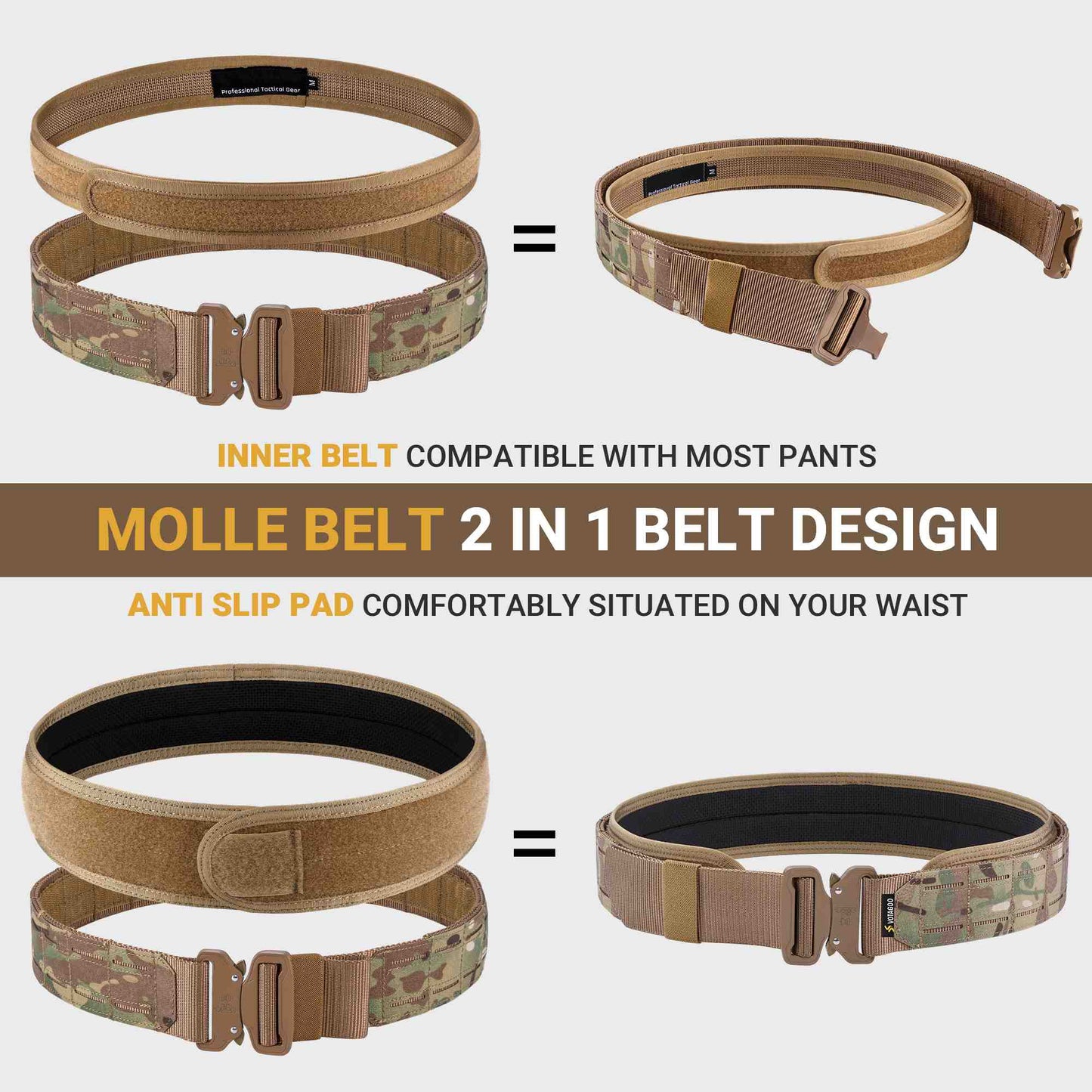 Tactical MOLLE Battle Belt with Quick Release Buckle
