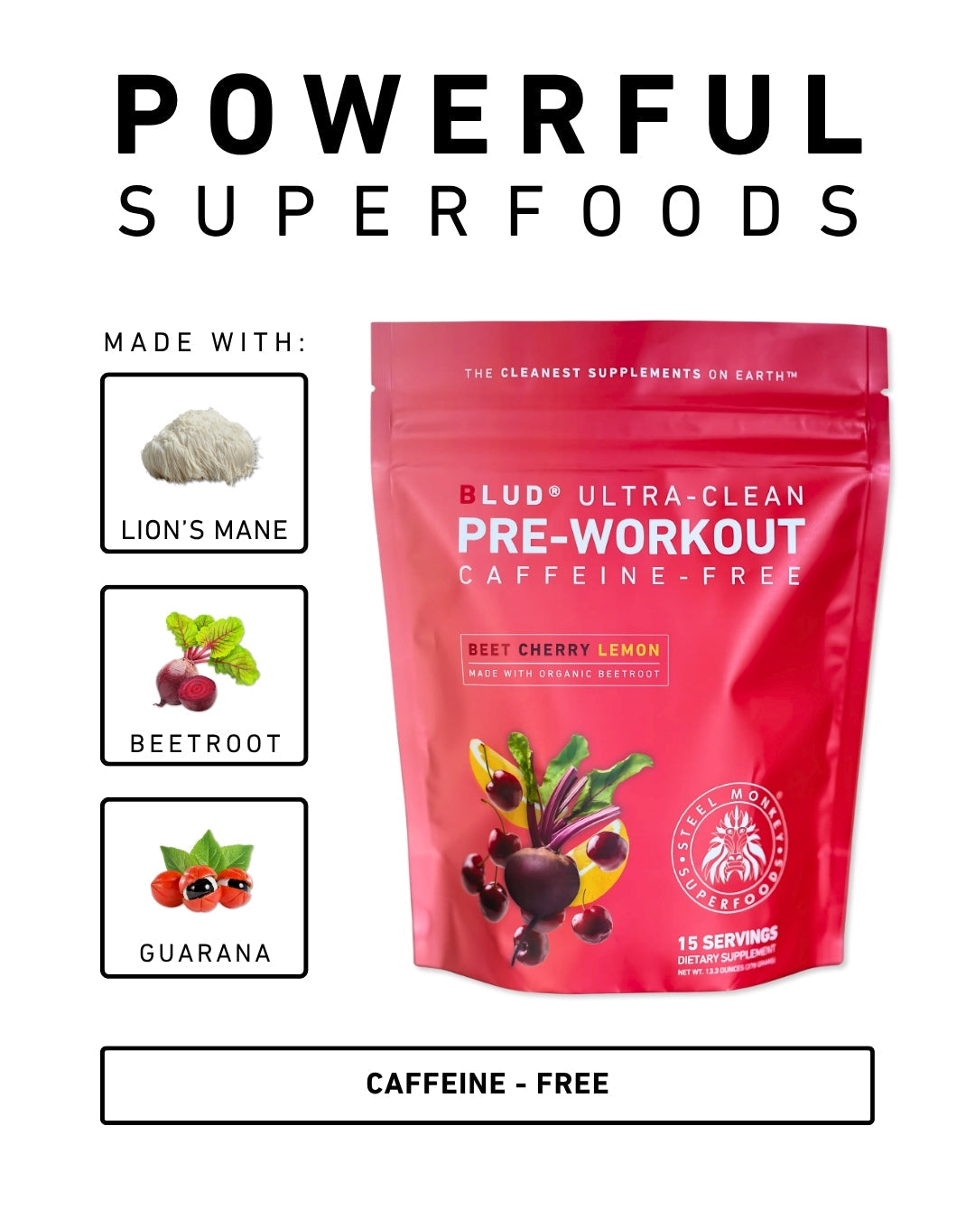 Blud® Caffeine-Free Superfood Pre-Workout