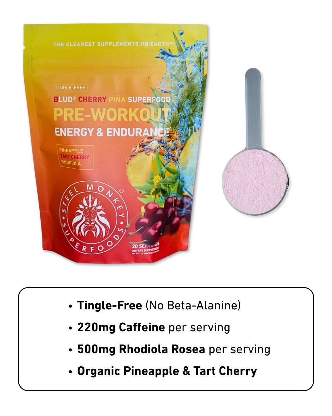 Blud® Cherry Piña Energy & Endurance Superfood Pre-Workout