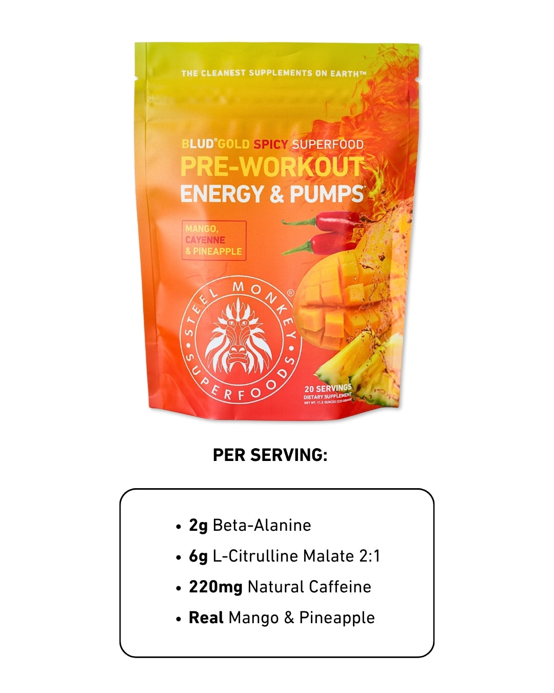 Blud® Gold Spicy Mango Cayenne Superfood Pre-Workout