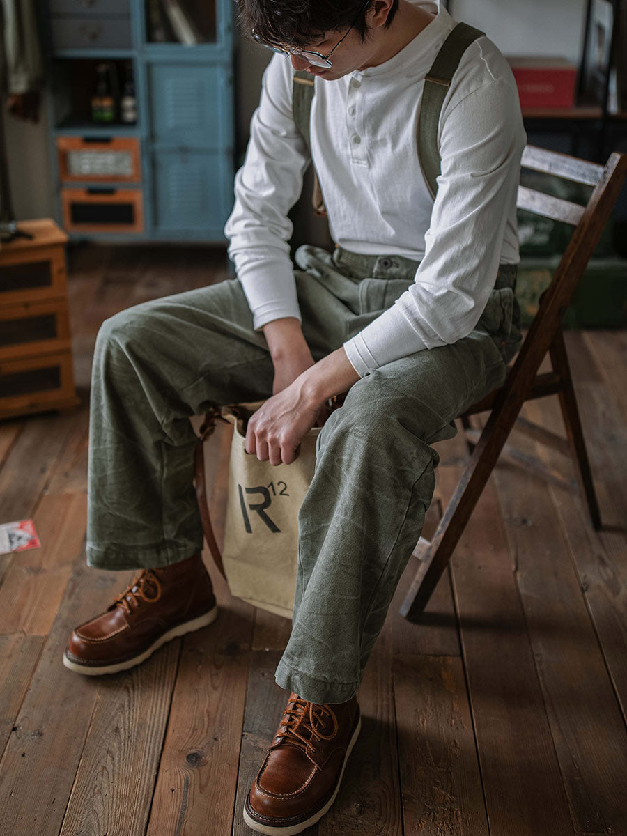 Vintage Canvas Pants with Suspenders