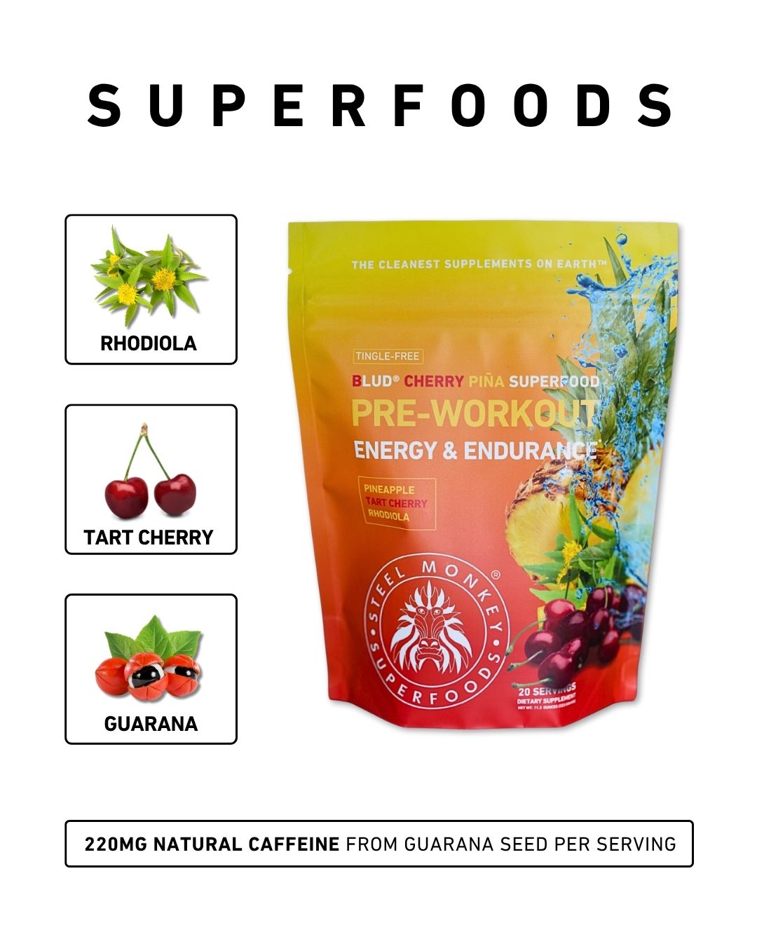 Blud® Cherry Piña Energy & Endurance Superfood Pre-Workout