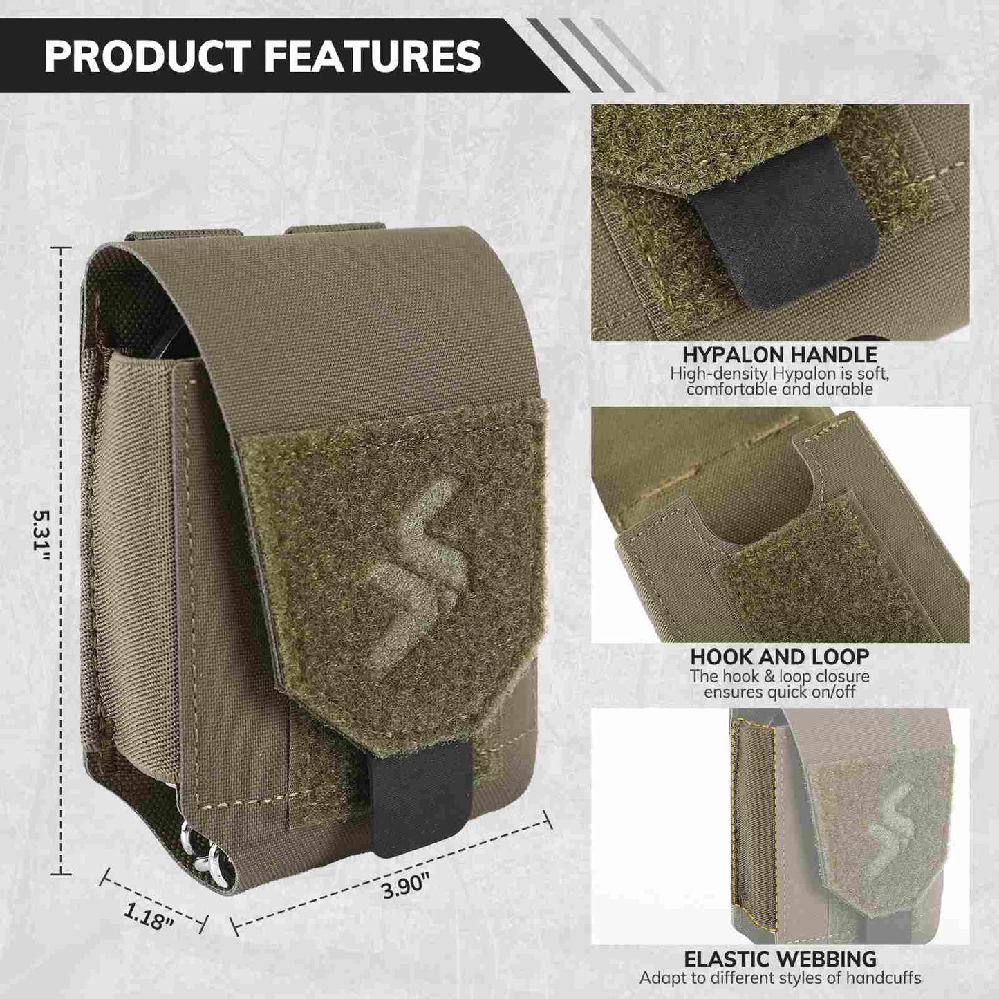 Votagoo Duty Handcuff Pouch – MOLLE Holster for Duty Belt