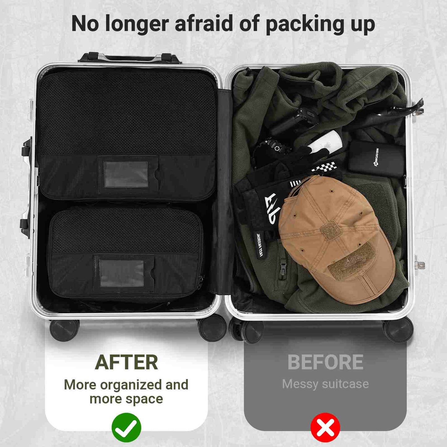 Votagoo Tactical Packing Cubes 6 Packs Lightweight Luggage Set Packing