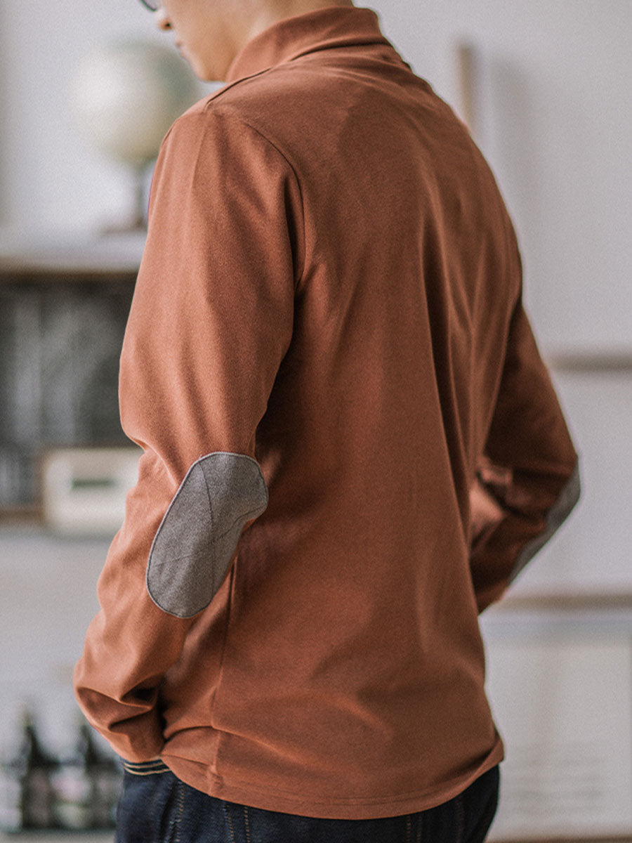 Classic Fit Suede-Patch Turtleneck