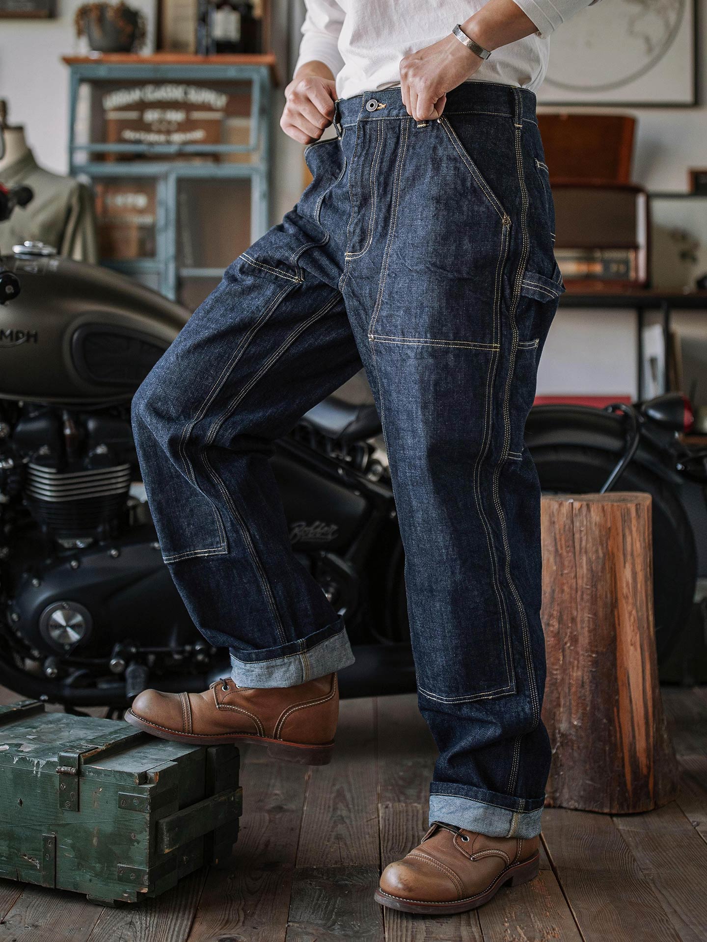 Raw Denim Vintage Double-Front Selvedge Jeans