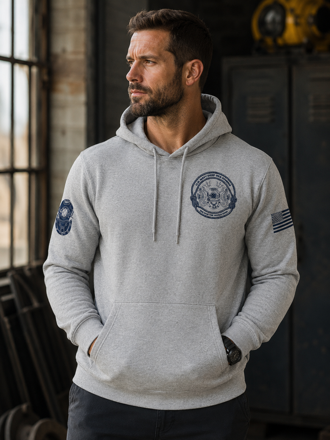 U.S. Navy Deep Sea Divers Hoodie Gray