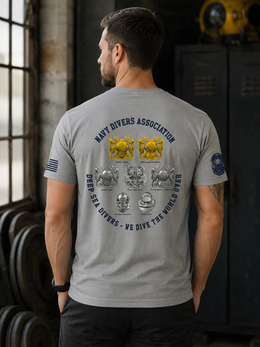 U.S. Navy Deep Sea Divers Crew T-Shirt – Gray