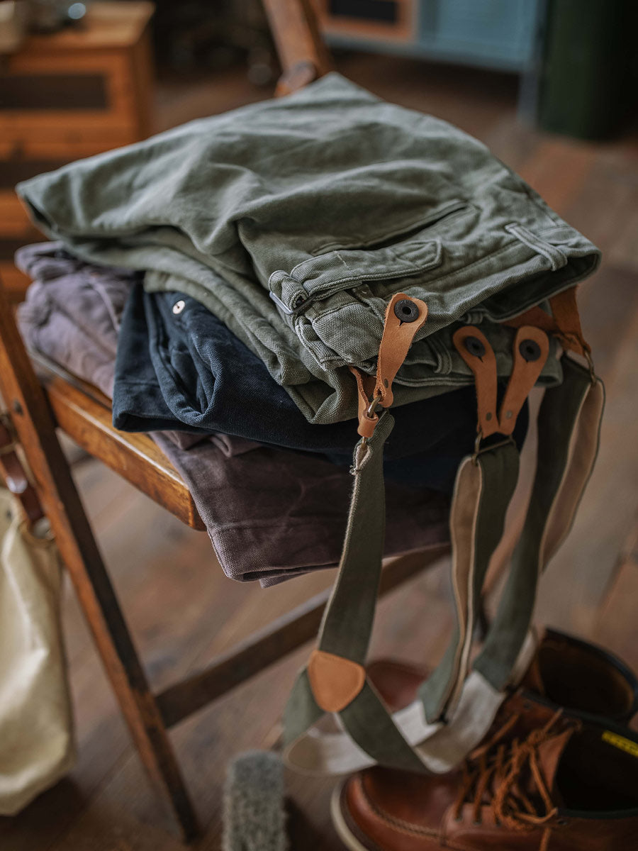 Vintage Canvas Pants with Suspenders