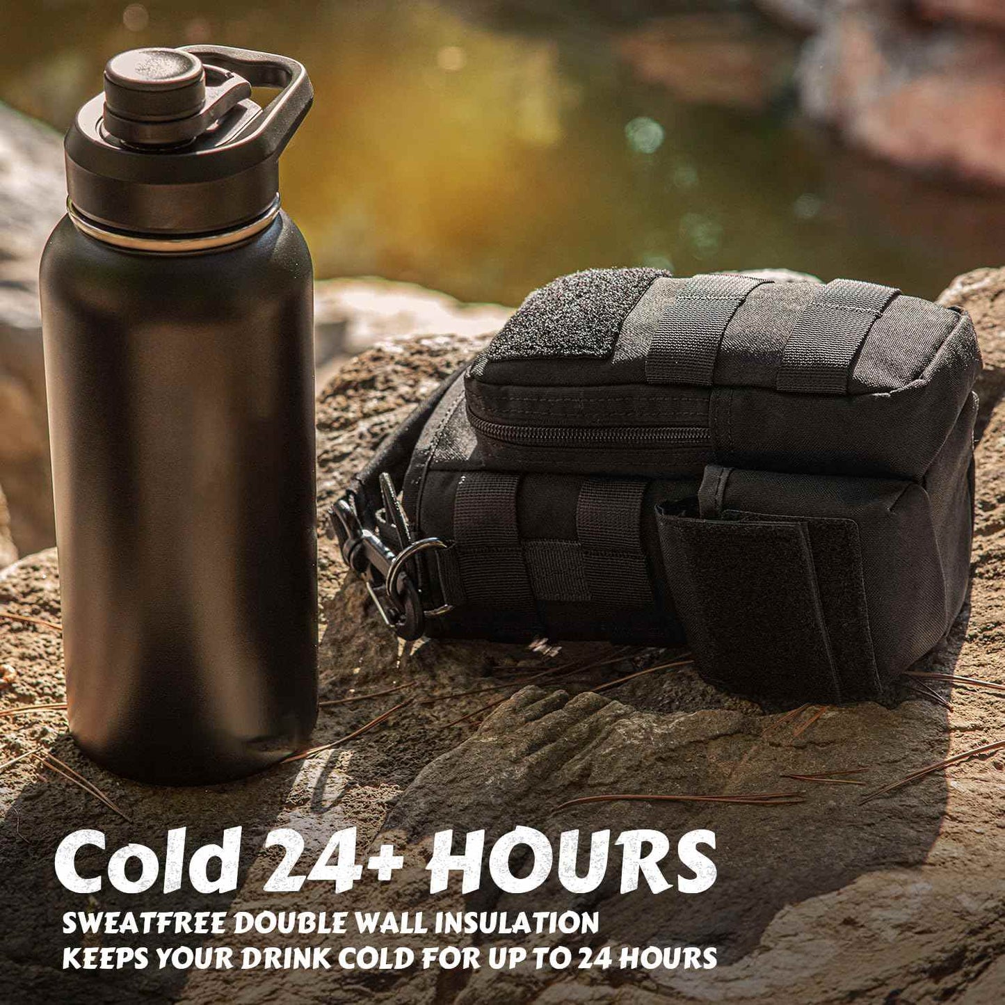 Votagoo 64Oz Half Gallon Stainless Steel Insulated Tactical Water Bottle with Metal Military Water Bottle Tactical Carrier Bag