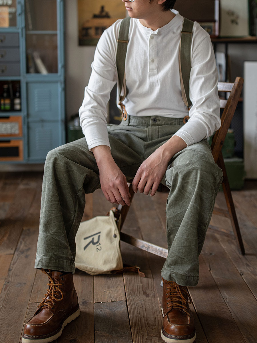 Vintage Canvas Pants with Suspenders