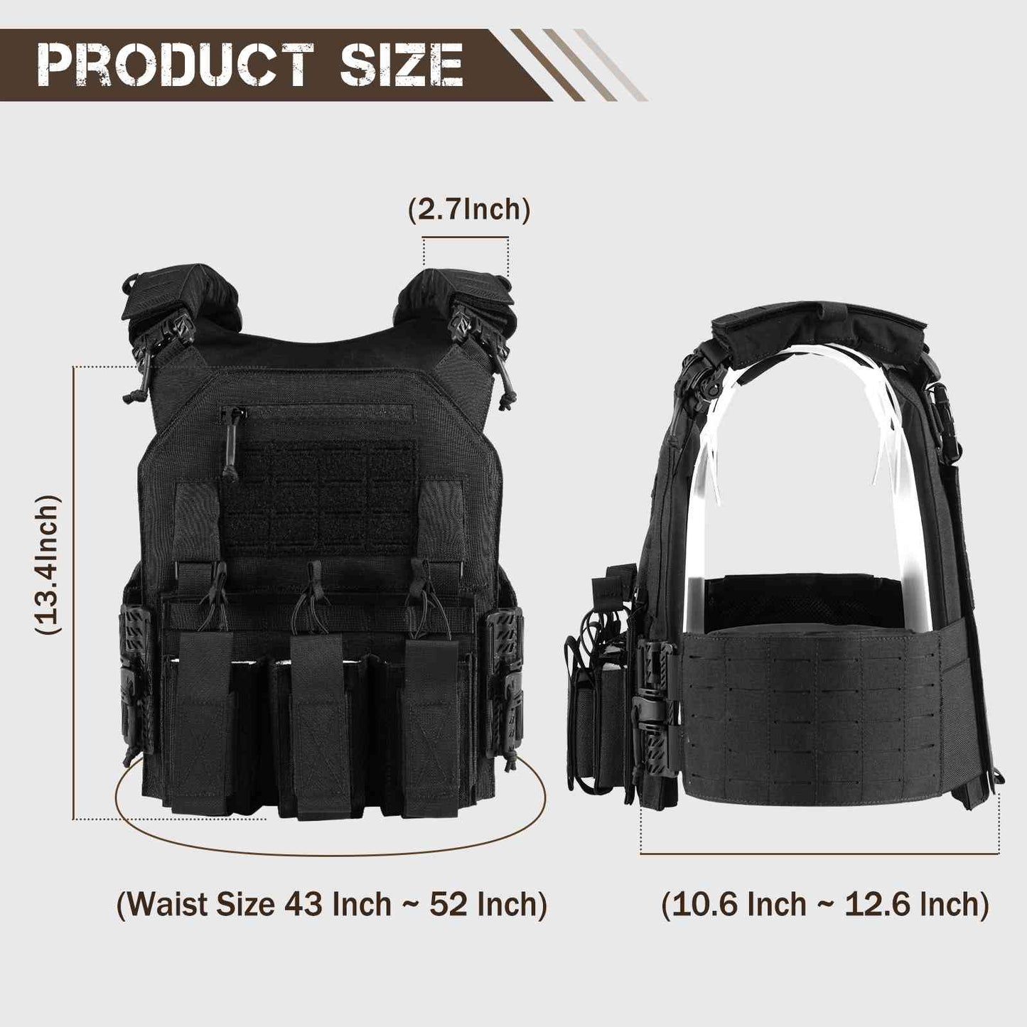 Votagoo 601 Laser Cut Molle Vest Adjustable Plate Carrier Tactical Military Vest