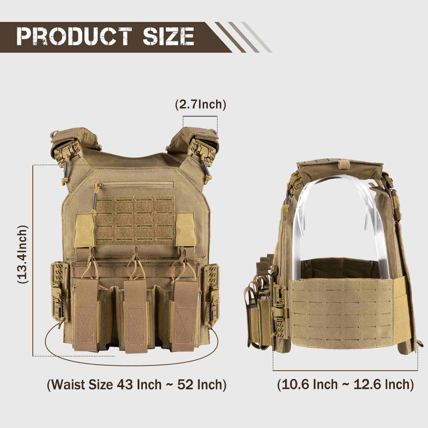 Votagoo 601 Laser Cut Molle Vest Adjustable Plate Carrier Tactical Military Vest